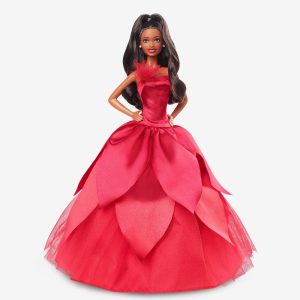 2022 Holiday Barbie. Dark-Brown Hair